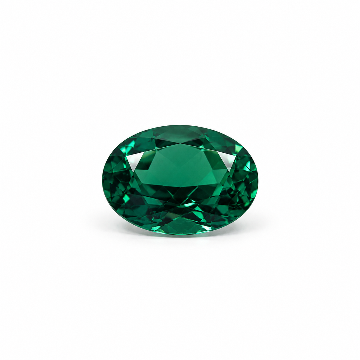 Zambian-Inspired Green Lab-Grown Emerald, Oval Cut – Hydrothermal Grown