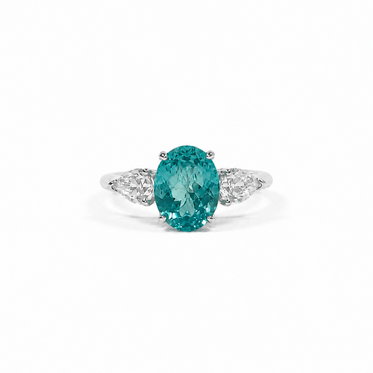 Oval-Cut Lab-Grown YAG Ring in 925 Sterling Silver (7 × 9mm)